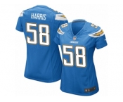 Women Nike Los Angeles Chargers #58 Nigel Harris Game Electric Blue Alternate NFL Jersey