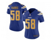 Women Nike Los Angeles Chargers #58 Nigel Harris Limited Electric Blue Rush Vapor Untouchable NFL Jersey