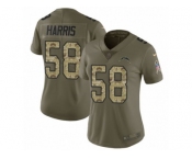 Women Nike Los Angeles Chargers #58 Nigel Harris Limited Olive Camo 2017 Salute to Service NFL Jersey