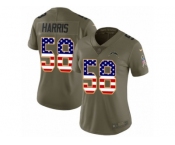 Women Nike Los Angeles Chargers #58 Nigel Harris Limited Olive USA Flag 2017 Salute to Service NFL Jersey