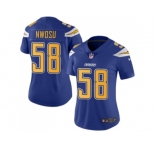 Women Nike Los Angeles Chargers #58 Uchenna Nwosu Electric Blue Stitched NFL Limited Rush Jersey