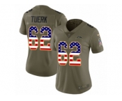 Women Nike Los Angeles Chargers #62 Max Tuerk Limited Olive USA Flag 2017 Salute to Service NFL Jersey