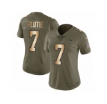 Women Nike Los Angeles Chargers #7 Doug Flutie Limited Olive Gold 2017 Salute to Service NFL Jersey