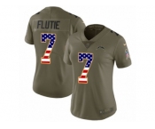 Women Nike Los Angeles Chargers #7 Doug Flutie Limited Olive USA Flag 2017 Salute to Service NFL Jersey