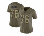 Women Nike Los Angeles Chargers #76 Russell Okung Limited Olive Camo 2017 Salute to Service NFL Jersey