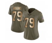 Women Nike Los Angeles Chargers #79 Kenny Wiggins Limited Olive Gold 2017 Salute to Service NFL Jersey