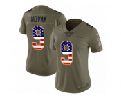 Women Nike Los Angeles Chargers #9 Nick Novak Limited Olive USA Flag 2017 Salute to Service NFL Jersey