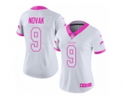 Women Nike Los Angeles Chargers #9 Nick Novak Limited White Pink Rush Fashion NFL Jersey