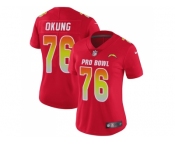 Women Nike Los Angeles Chargers#76 Russell Okung Red Stitched NFL Limited AFC 2018 Pro Bowl Jersey