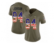 Women Nike New Orleans Saints #94 Cameron Jordan Limited Olive USA Flag 2017 Salute to Service NFL Jersey