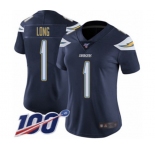 Women's Los Angeles Chargers #1 Ty Long Navy Blue Team Color Vapor Untouchable Limited Player 100th Season Football Jersey