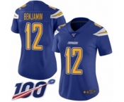 Women's Los Angeles Chargers #12 Travis Benjamin Limited Electric Blue Rush Vapor Untouchable 100th Season Football Jersey