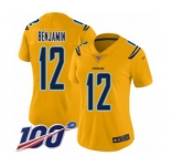 Women's Los Angeles Chargers #12 Travis Benjamin Limited Gold Inverted Legend 100th Season Football Jersey