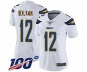 Women's Los Angeles Chargers #12 Travis Benjamin White Vapor Untouchable Limited Player 100th Season Football Jersey