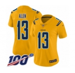 Women's Los Angeles Chargers #13 Keenan Allen Limited Gold Inverted Legend 100th Season Football Jersey