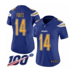 Women's Los Angeles Chargers #14 Dan Fouts Limited Electric Blue Rush Vapor Untouchable 100th Season Football Jersey