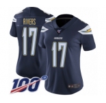 Women's Los Angeles Chargers #17 Philip Rivers Navy Blue Team Color Vapor Untouchable Limited Player 100th Season Football Jersey