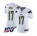 Women's Los Angeles Chargers #17 Philip Rivers White Vapor Untouchable Limited Player 100th Season Football Jersey