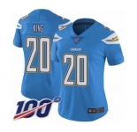 Women's Los Angeles Chargers #20 Desmond King Electric Blue Alternate Vapor Untouchable Limited Player 100th Season Football Jersey