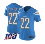 Women's Los Angeles Chargers #22 Justin Jackson Electric Blue Alternate Vapor Untouchable Limited Player 100th Season Football Jersey