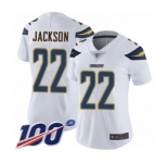 Women's Los Angeles Chargers #22 Justin Jackson White Vapor Untouchable Limited Player 100th Season Football Jersey
