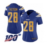 Women's Los Angeles Chargers #28 Brandon Facyson Limited Electric Blue Rush Vapor Untouchable 100th Season Football Jersey