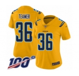Women's Los Angeles Chargers #36 Roderic Teamer Limited Gold Inverted Legend 100th Season Football Jersey