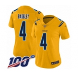 Women's Los Angeles Chargers #4 Michael Badgley Limited Gold Inverted Legend 100th Season Football Jersey