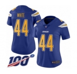 Women's Los Angeles Chargers #44 Kyzir White Limited Electric Blue Rush Vapor Untouchable 100th Season Football Jersey