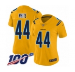 Women's Los Angeles Chargers #44 Kyzir White Limited Gold Inverted Legend 100th Season Football Jersey
