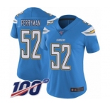 Women's Los Angeles Chargers #52 Denzel Perryman Electric Blue Alternate Vapor Untouchable Limited Player 100th Season Football Jersey