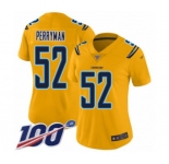 Women's Los Angeles Chargers #52 Denzel Perryman Limited Gold Inverted Legend 100th Season Football Jersey