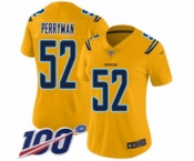 Women's Los Angeles Chargers #52 Denzel Perryman Limited Gold Inverted Legend 100th Season Football Jersey