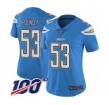 Women's Los Angeles Chargers #53 Mike Pouncey Electric Blue Alternate Vapor Untouchable Limited Player 100th Season Football Jersey