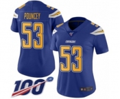 Women's Los Angeles Chargers #53 Mike Pouncey Limited Electric Blue Rush Vapor Untouchable 100th Season Football Jersey