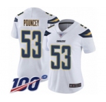 Women's Los Angeles Chargers #53 Mike Pouncey White Vapor Untouchable Limited Player 100th Season Football Jersey