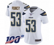 Women's Los Angeles Chargers #53 Mike Pouncey White Vapor Untouchable Limited Player 100th Season Football Jersey