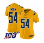 Women's Los Angeles Chargers #54 Melvin Ingram Limited Gold Inverted Legend 100th Season Football Jersey