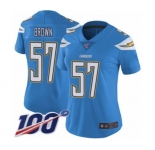 Women's Los Angeles Chargers #57 Jatavis Brown Electric Blue Alternate Vapor Untouchable Limited Player 100th Season Football Jersey