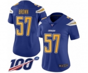 Women's Los Angeles Chargers #57 Jatavis Brown Limited Electric Blue Rush Vapor Untouchable 100th Season Football Jersey