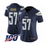 Women's Los Angeles Chargers #57 Jatavis Brown Navy Blue Team Color Vapor Untouchable Limited Player 100th Season Football Jersey