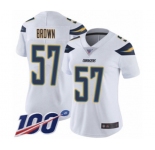 Women's Los Angeles Chargers #57 Jatavis Brown White Vapor Untouchable Limited Player 100th Season Football Jersey