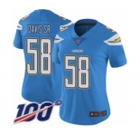 Women's Los Angeles Chargers #58 Thomas Davis Sr Electric Blue Alternate Vapor Untouchable Limited Player 100th Season Football Jersey