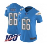 Women's Los Angeles Chargers #66 Dan Feeney Electric Blue Alternate Vapor Untouchable Limited Player 100th Season Football Jersey