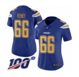 Women's Los Angeles Chargers #66 Dan Feeney Limited Electric Blue Rush Vapor Untouchable 100th Season Football Jersey