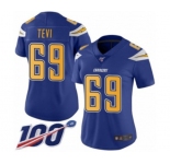 Women's Los Angeles Chargers #69 Sam Tevi Limited Electric Blue Rush Vapor Untouchable 100th Season Football Jersey