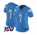 Women's Los Angeles Chargers #7 Doug Flutie Electric Blue Alternate Vapor Untouchable Limited Player 100th Season Football Jersey