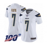 Women's Los Angeles Chargers #7 Doug Flutie White Vapor Untouchable Limited Player 100th Season Football Jersey