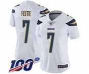 Women's Los Angeles Chargers #7 Doug Flutie White Vapor Untouchable Limited Player 100th Season Football Jersey
