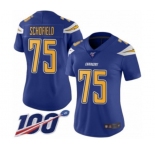 Women's Los Angeles Chargers #75 Michael Schofield Limited Electric Blue Rush Vapor Untouchable 100th Season Football Jersey